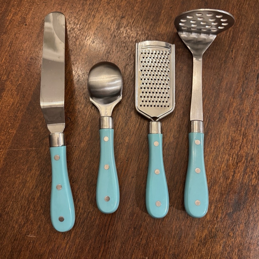 The Pioneer Woman Frontier Collection 4-Piece Cooking Utensil Set Turquoise/Teal - Picture 5 of 5